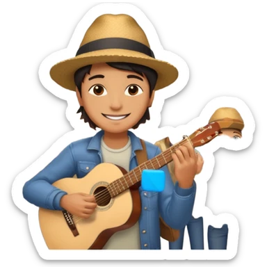 Street Musician + fan photo + crowd, Street Memories. sticker