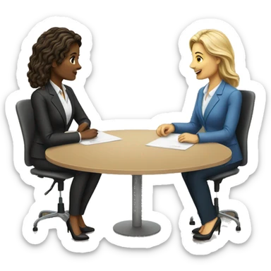 2 women talking job interview semi casual sticker