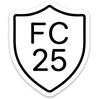 minimal icon of 'FC 25' as a badge or logo, simple black outline, no fill sticker