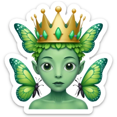 an alien with butterflies sticker