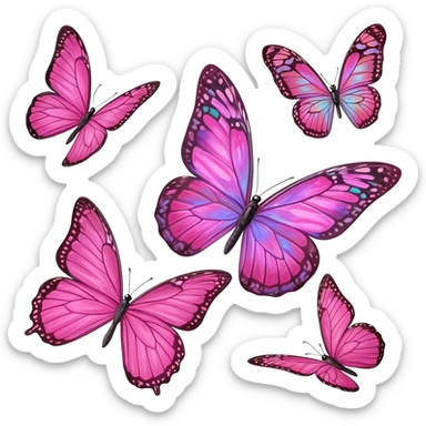 Cute multiple pink butterflies with lots of detail flying around sticker