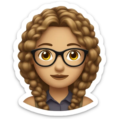 Fille chatain clair cheveux longs lunettes ronde  yeux marrons corps e sticker