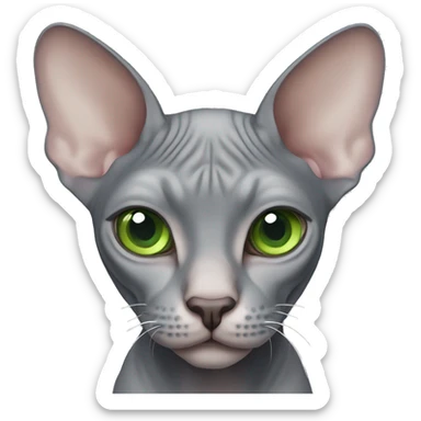 Gray sphynx cat with green eyes sticker