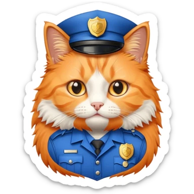 oranh fluffy cat - police officer sticker