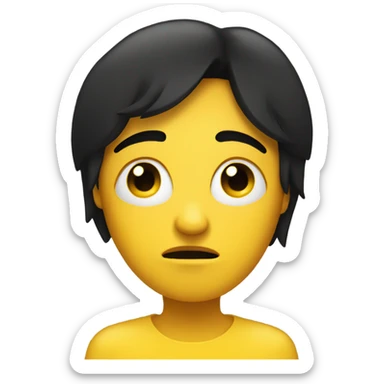 yellow sad face with black hair covering one eye sticker