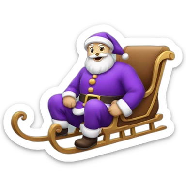 Santa Claus dressed in purple with his sleigh sticker