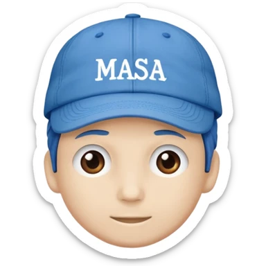 Blue cap with the lettering MASA sticker