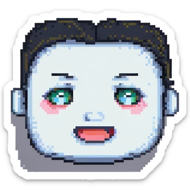 pixel art squinting face sticker