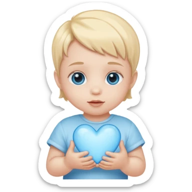 Baby amor holding a light blue heart sticker