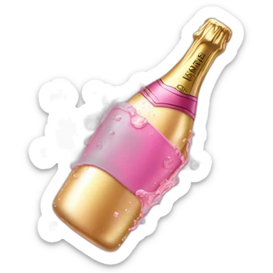 pink popped champagne bottle with drops of water sticker