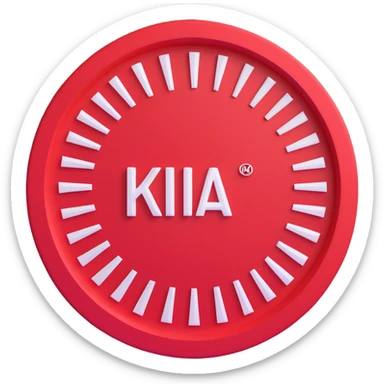 3D circular pattern with white "Kia" text in the center, red and white color scheme, modern style sticker