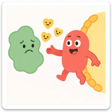 Ultra-detailed emoji-style illustration of enzyme digestion: Red amylase breaking green starch into sugars near a yellow cell membrane. Clean white background, no text. Scientific but simple, cartoon-exact shapes sticker