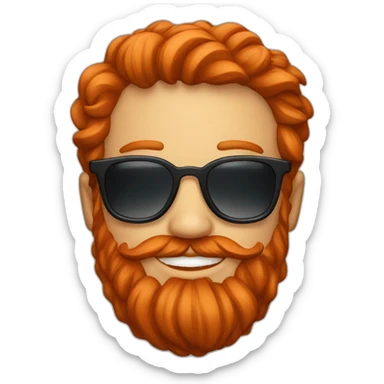smiling red head beard men with sun glasses sticker