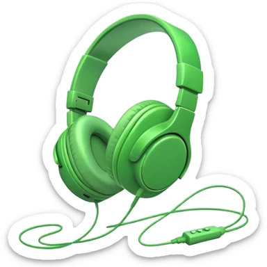 simple green headphones with one cord running down off the bottom edge sticker