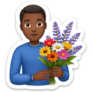 Black Male hand give a bogue of flowers sticker