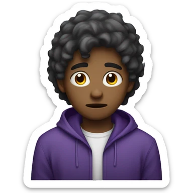 sad young guy with purple shir sticker