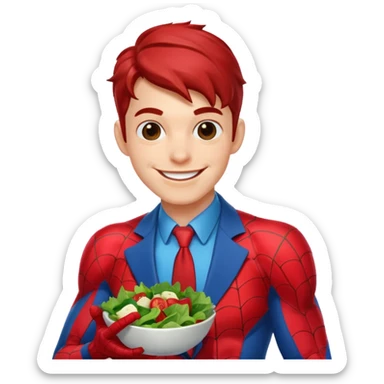 emoji de spiderman comiendo sano sticker