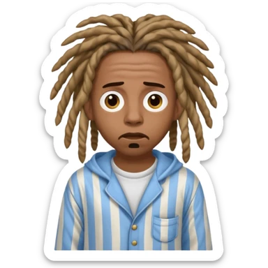 scared rapper with dreadlocks and pyjamas sticker