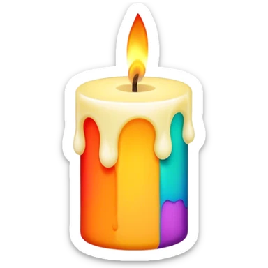 Candle making icon, candle with a wick, melting wax, colorful wax blocks, minimalistic style, clean lines, transparent background. sticker