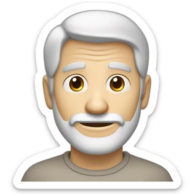 old whit guy with angulous face, 3 days beard, blue eyes, short hair, smily face sticker