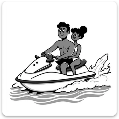 black man with a black woman on a jet ski sticker