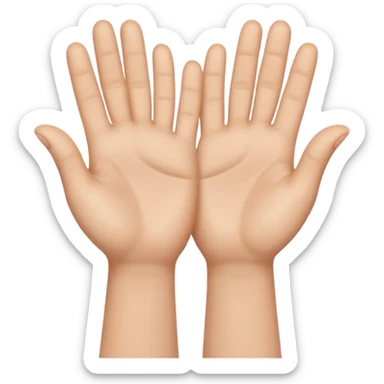 Emoji icon of open hands facing up, soft realistic skin texture, smooth shading, minimal details, centered composition sticker