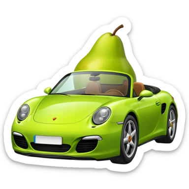 pear in a porshce sticker