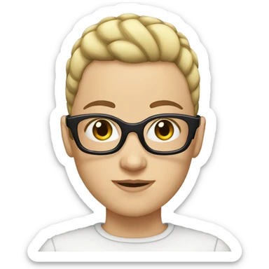 White girl with buzz cut and glasses is sticker