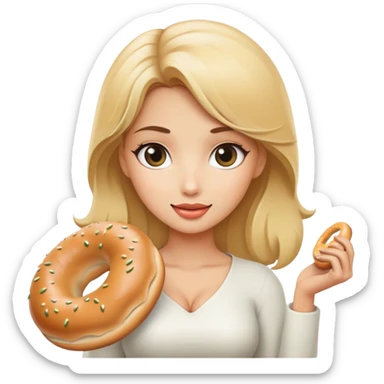 Blonde beauty with a bagel  sticker
