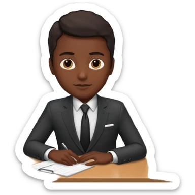 persona etendiendo  oficina sticker