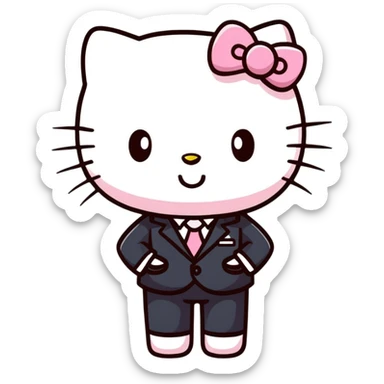 Hello Kitty in business attire working sticker