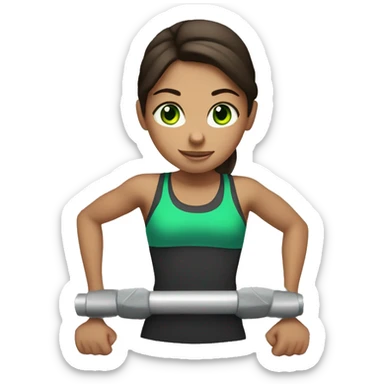 Brunette with green eyes girl working out  sticker