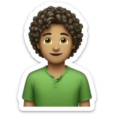 Boy-brunnette-curly-green-shirt sticker