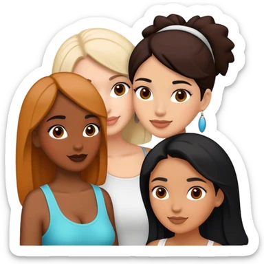 Three female friends, two are Latin one is black and one is white  sticker