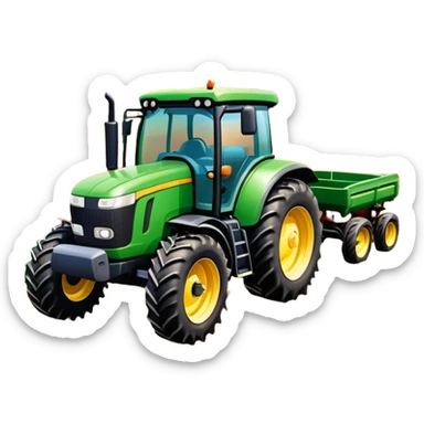 An icon showing close-up tractor in a colorful rural landscape, inspired by Farming Simulator 23. The design features vibrant fields, barns, and crops under a bright sky, with tractors working the land. The peaceful and immersive farming environment is highlighted with a transparent background sticker