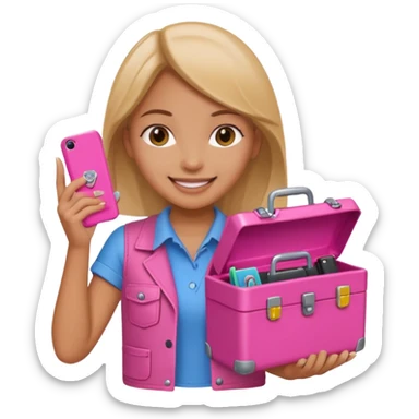 nig girly cellphone with a pink mini toolbox sticker