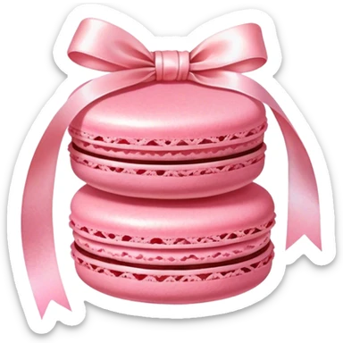 "A pink macaron wrapped with a delicate satin ribbon, watercolor dessert illustration."
 sticker
