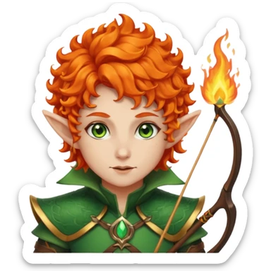 Archer elf with flaming orange curls sticker