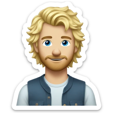 blonde guys with blue eyes and scruffy hair riding a pony  sticker