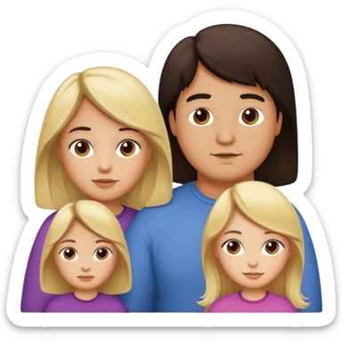 Familia de 4 personas : Hombre gordito,pelo oscuro, Mujer pelo cafe, hija pelo mono , hija pelo oscuro. sticker