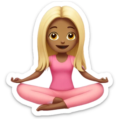 A long-haired girl does yoga in a pink suit sticker