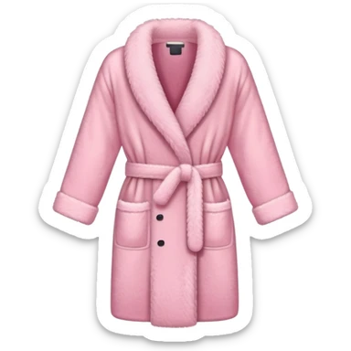 pink fluffy dressing gown with belt sticker