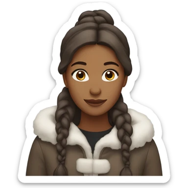 Brown girl with long brown  hair in the snow  sticker