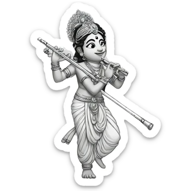 Krishna with flute one line drawing  sticker