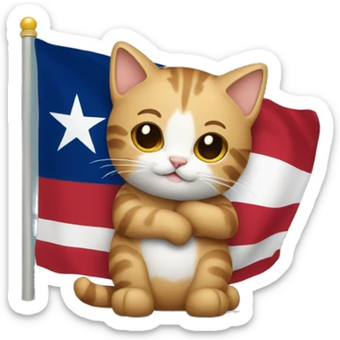 cat hugging texas flag sticker