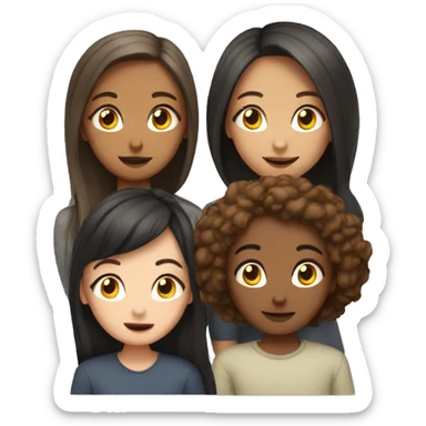 Friend group of four girls and one boy sticker