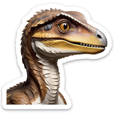 Beautiful and Majestic jurassic park Velociraptor Portrait Emoji, Head and body rendered in serene repose with a subtle, confident smile, showcasing a lithe, agile form with a refined, noble snout and eyes softly closed in tranquil contemplation, Simplified yet exquisitely endearing features, highly detailed, glowing with a soft, drowsy prehistoric light, high shine, relaxed and utterly majestic, stylized with an air of timeless dinosaur elegance, soft glowing outline, capturing the essence of a beautiful and majestic jurassic park Velociraptor that embodies the legendary spirit of jurassic park Park dynamics! sticker