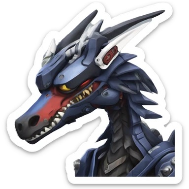 Edgy Futuristic Mechanical Sergal-raptor-nargacuga-vernid sticker