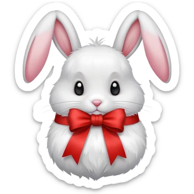 Red ribbon rabbit sticker