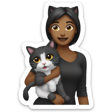 Gata preta e gata cinza brincando sticker